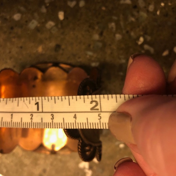 Copper color wide cuff bracelet with ivory color stones - Picture 7 of 11